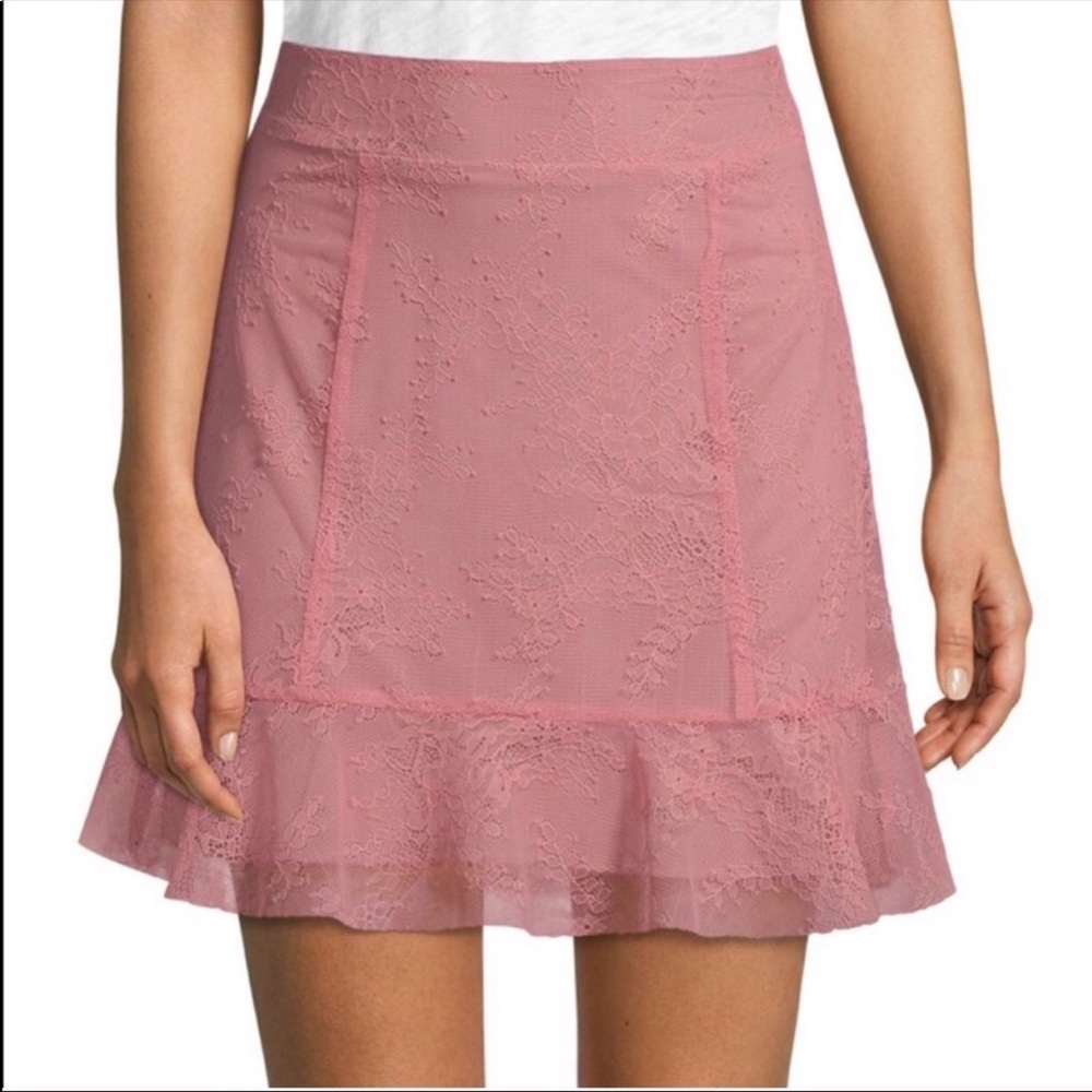 For love and lemons pink lace mini skirt S C7